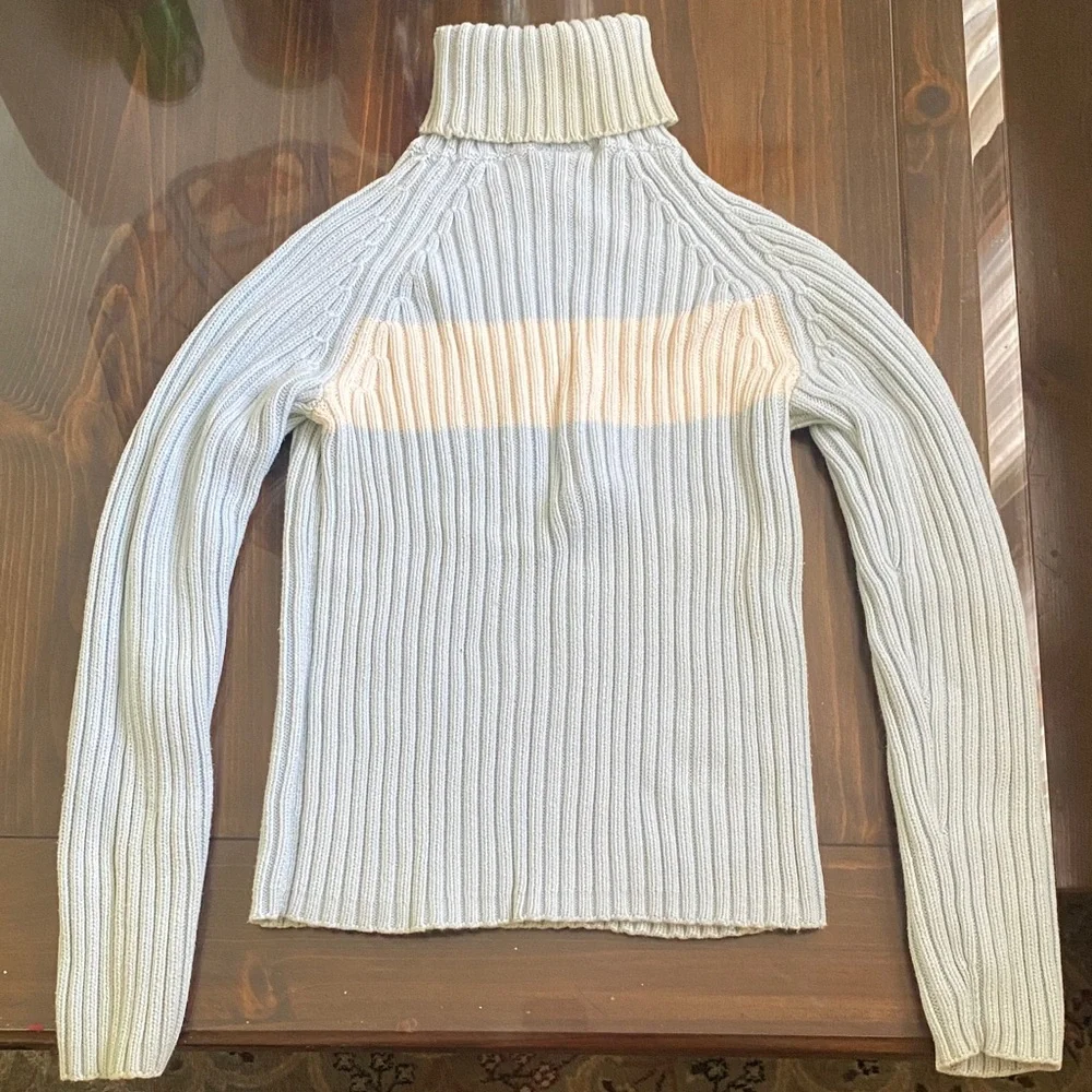 Vintage Polo Ralph Lauren Light Blue Ribbed Turtleneck Sweater - Picture 5 of 7